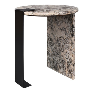 Lyra 17" Contemporary Natural Marble/Metal Handmade Round End Table - JONATHAN Y